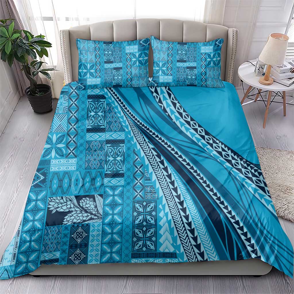 Pasifika Women's Day - Samoa Siapo Malu Tattoo Inspired Bedding Set Turquoise LT7 - Polynesian Pride