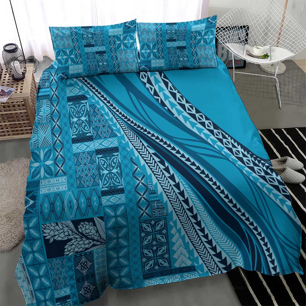 Pasifika Women's Day - Samoa Siapo Malu Tattoo Inspired Bedding Set Turquoise LT7 - Polynesian Pride