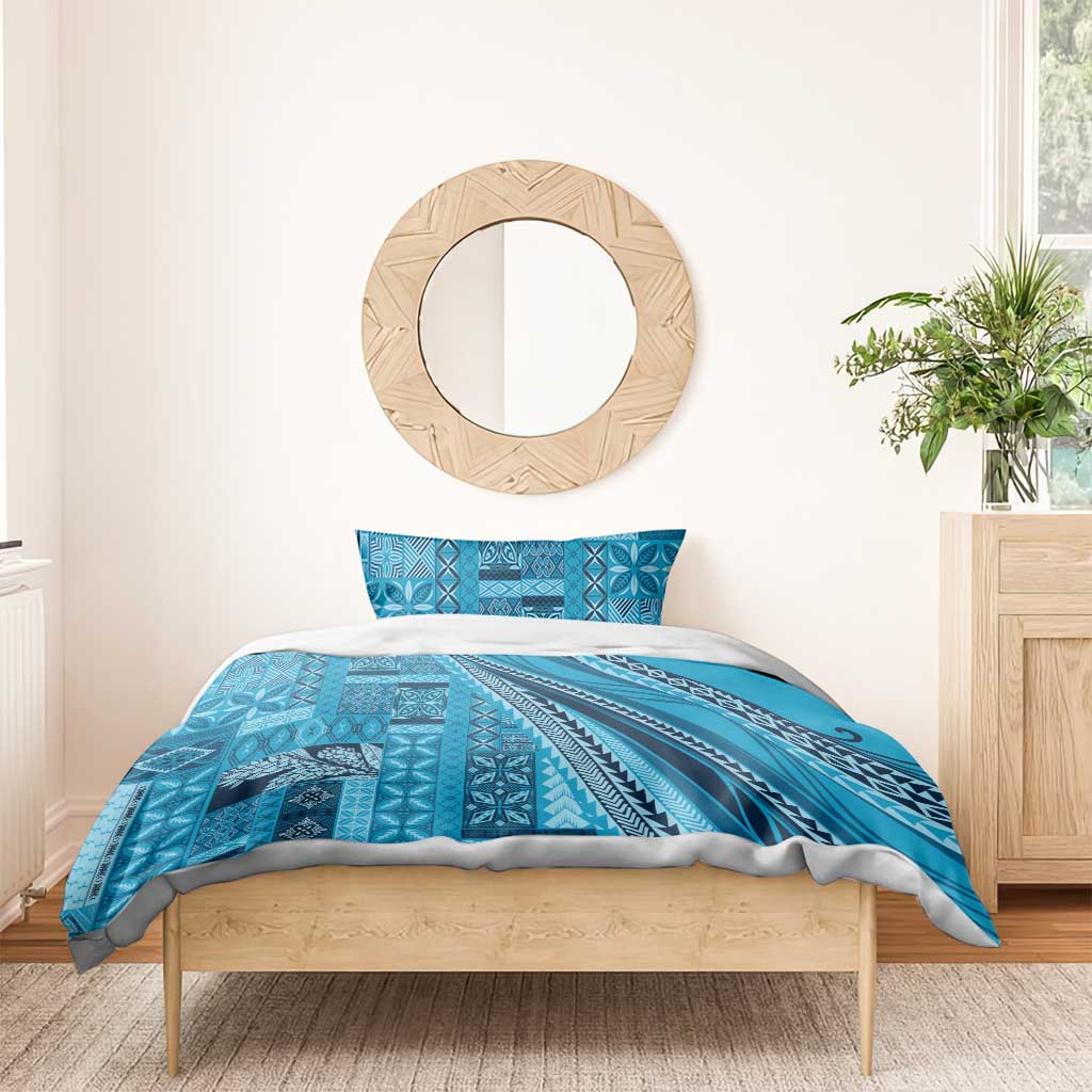 Pasifika Women's Day - Samoa Siapo Malu Tattoo Inspired Bedding Set Turquoise LT7 - Polynesian Pride