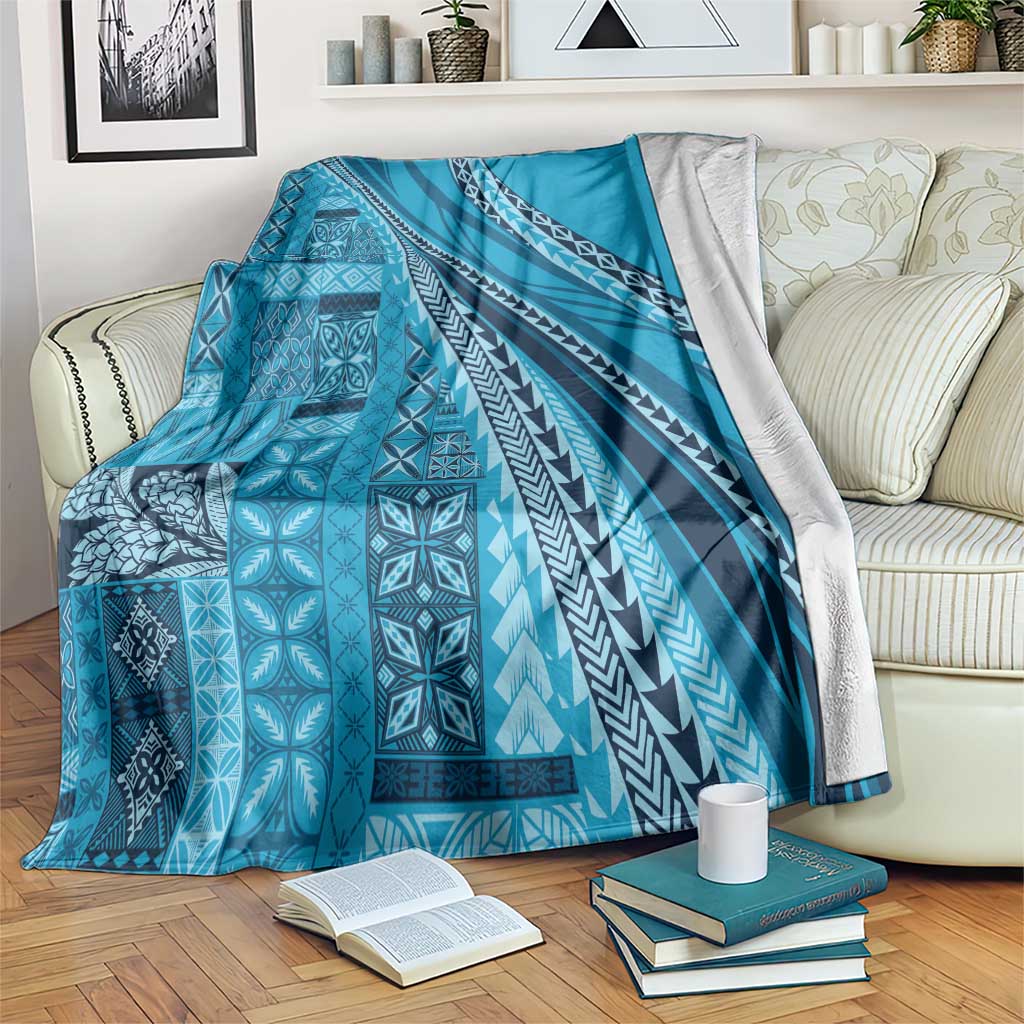 Pasifika Women's Day - Samoa Siapo Malu Tattoo Inspired Blanket Turquoise LT7 Turquoise - Polynesian Pride