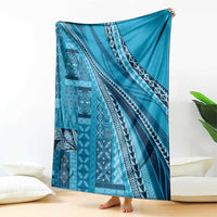 Pasifika Women's Day - Samoa Siapo Malu Tattoo Inspired Blanket Turquoise LT7 - Polynesian Pride