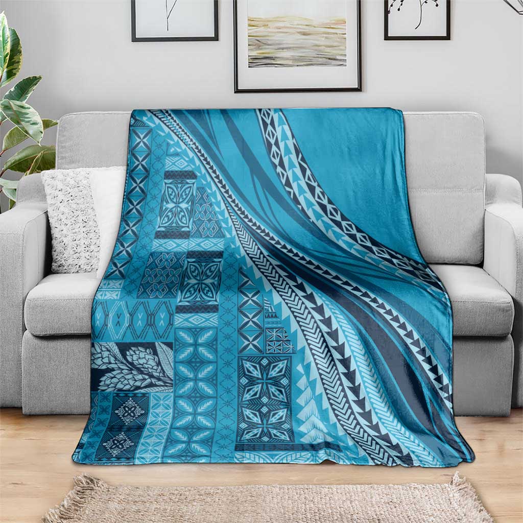 Pasifika Women's Day - Samoa Siapo Malu Tattoo Inspired Blanket Turquoise LT7 - Polynesian Pride