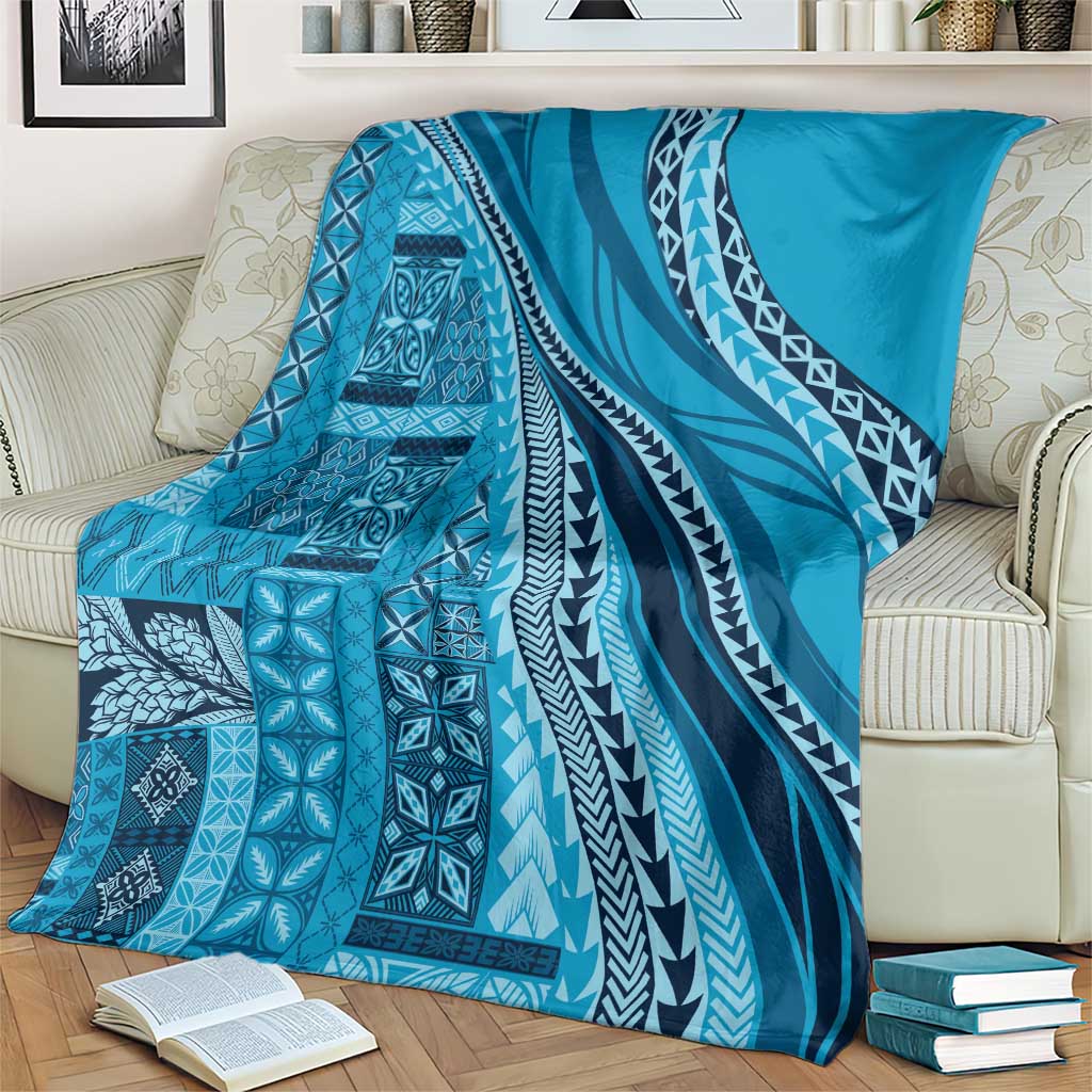 Pasifika Women's Day - Samoa Siapo Malu Tattoo Inspired Blanket Turquoise LT7 - Polynesian Pride
