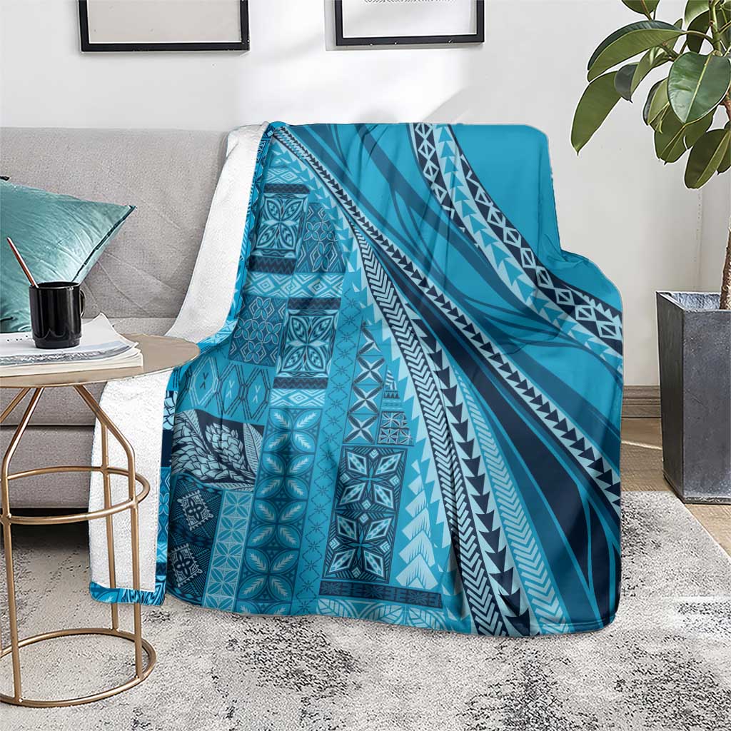 Pasifika Women's Day - Samoa Siapo Malu Tattoo Inspired Blanket Turquoise LT7 - Polynesian Pride