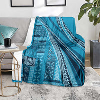 Pasifika Women's Day - Samoa Siapo Malu Tattoo Inspired Blanket Turquoise LT7 - Polynesian Pride