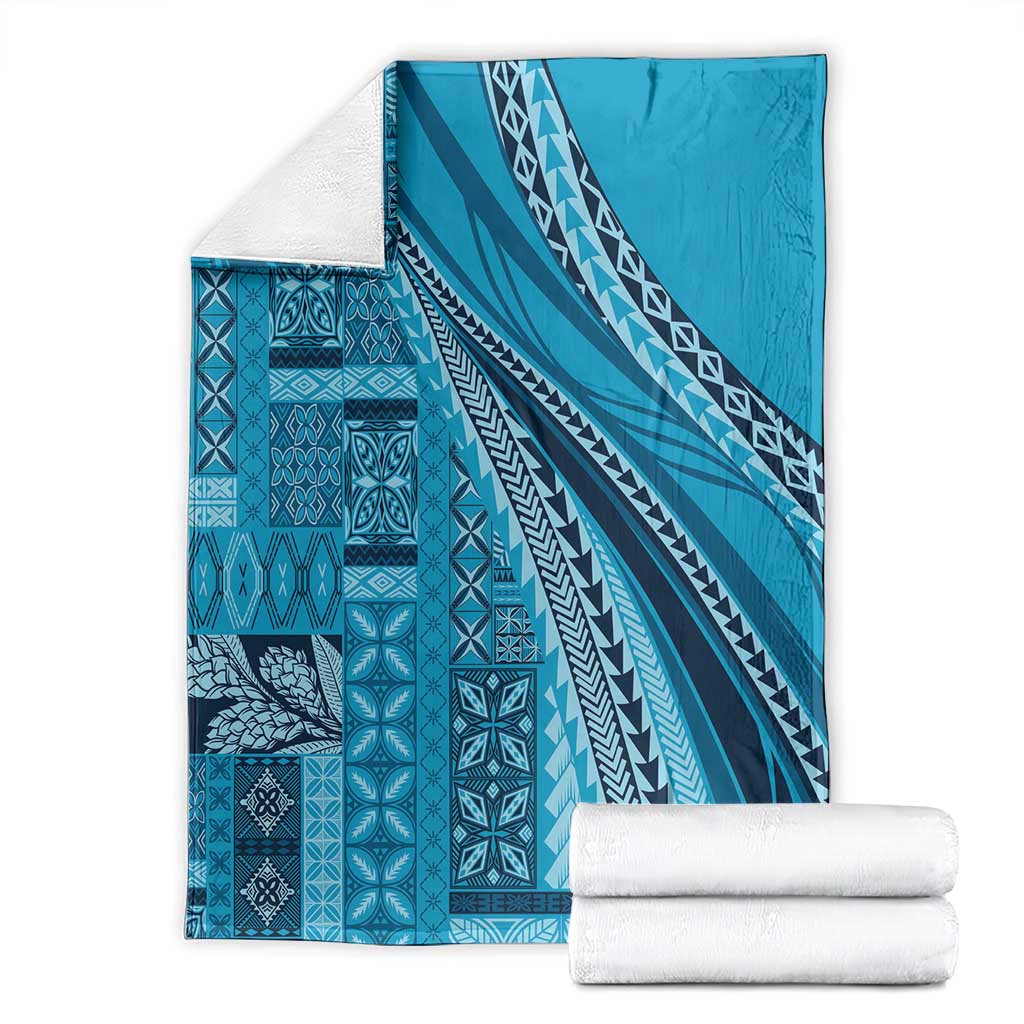 Pasifika Women's Day - Samoa Siapo Malu Tattoo Inspired Blanket Turquoise LT7 - Polynesian Pride