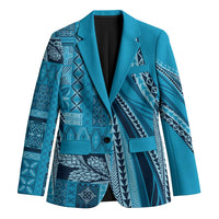 Pasifika Women's Day - Samoa Siapo Malu Tattoo Inspired Blazer Turquoise