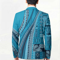 Pasifika Women's Day - Samoa Siapo Malu Tattoo Inspired Blazer Turquoise