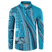 Pasifika Women's Day - Samoa Siapo Malu Tattoo Inspired Button Sweatshirt Turquoise LT7 Turquoise - Polynesian Pride