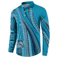 Pasifika Women's Day - Samoa Siapo Malu Tattoo Inspired Button Sweatshirt Turquoise LT7 - Polynesian Pride