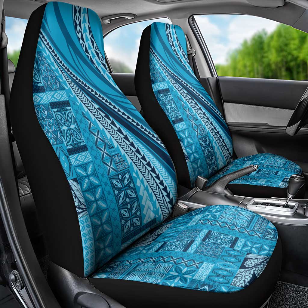 Pasifika Women's Day - Samoa Siapo Malu Tattoo Inspired Car Seat Cover Turquoise LT7 - Polynesian Pride