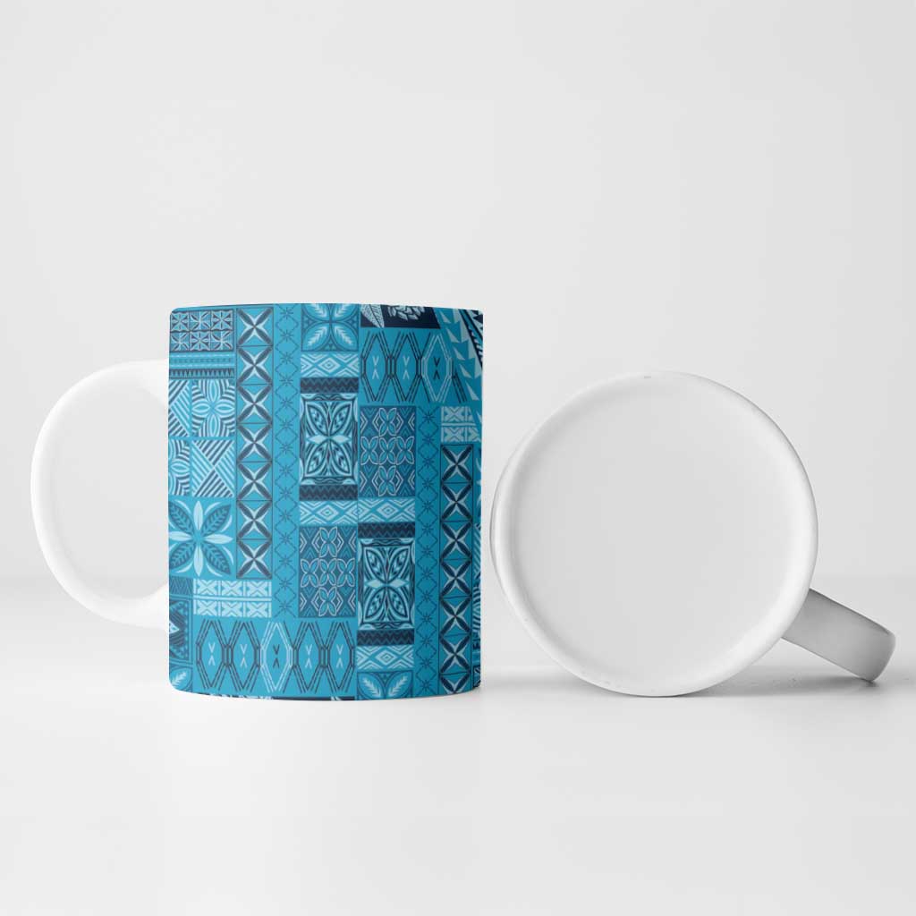 Pasifika Women's Day - Samoa Siapo Malu Tattoo Inspired Ceramic Mug Turquoise LT7 - Polynesian Pride