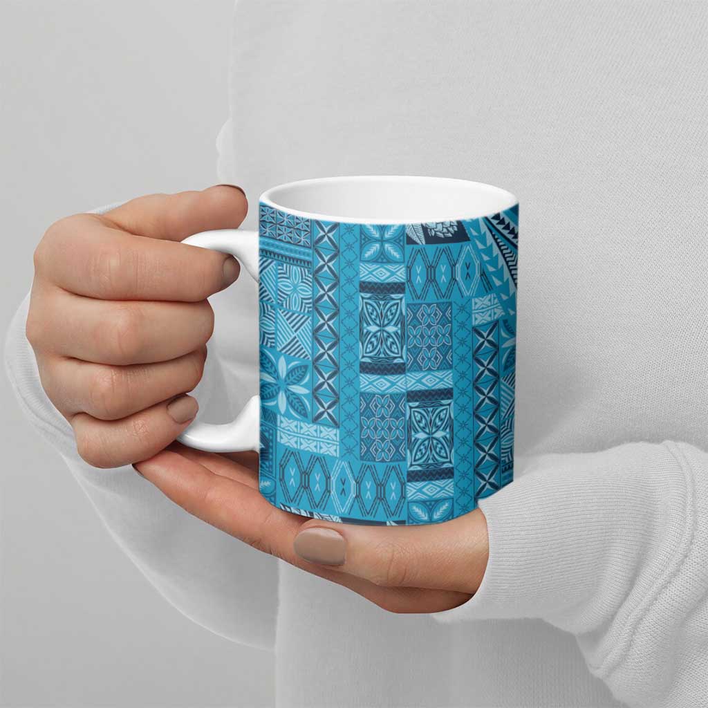 Pasifika Women's Day - Samoa Siapo Malu Tattoo Inspired Ceramic Mug Turquoise LT7 - Polynesian Pride