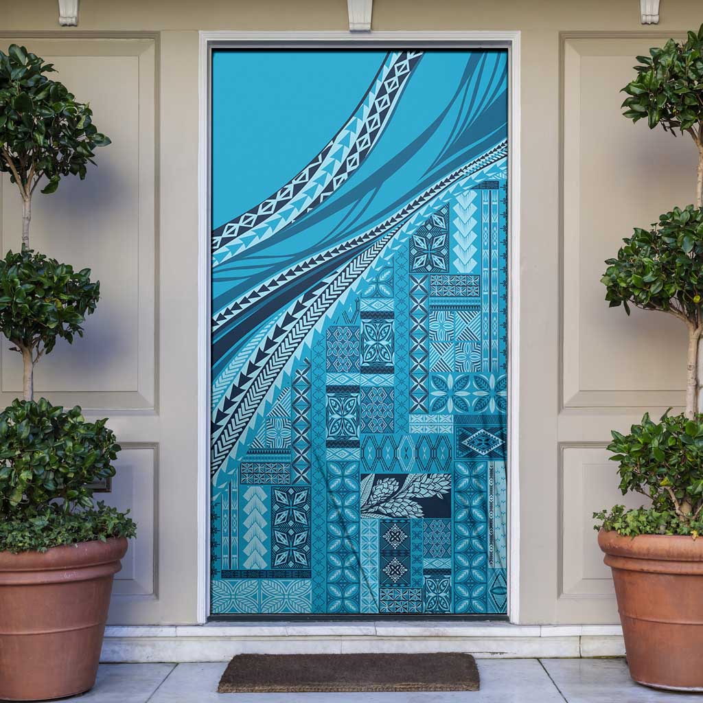Pasifika Women's Day - Samoa Siapo Malu Tattoo Inspired Door Cover Turquoise LT7 Turquoise - Polynesian Pride
