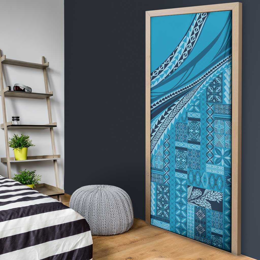 Pasifika Women's Day - Samoa Siapo Malu Tattoo Inspired Door Cover Turquoise LT7 - Polynesian Pride