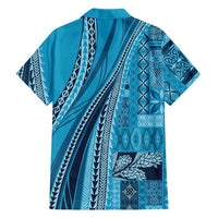 Pasifika Women's Day - Samoa Siapo Malu Tattoo Inspired Family Matching Mermaid Dress and Hawaiian Shirt Turquoise