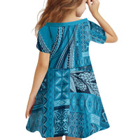 Pasifika Women's Day - Samoa Siapo Malu Tattoo Inspired Family Matching Off Shoulder Maxi Dress and Hawaiian Shirt Turquoise