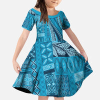 Pasifika Women's Day - Samoa Siapo Malu Tattoo Inspired Family Matching Summer Maxi Dress and Hawaiian Shirt Turquoise