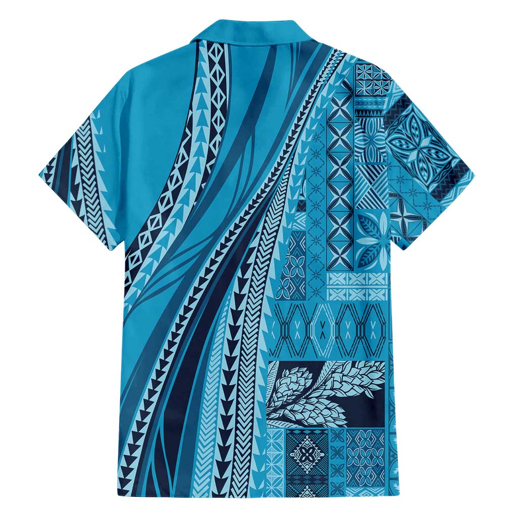 Pasifika Women's Day - Samoa Siapo Malu Tattoo Inspired Family Matching Summer Maxi Dress and Hawaiian Shirt Turquoise