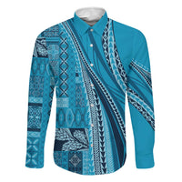 Pasifika Women's Day - Samoa Siapo Malu Tattoo Inspired Family Matching Summer Maxi Dress and Hawaiian Shirt Turquoise
