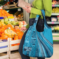 Pasifika Women's Day - Samoa Siapo Malu Tattoo Inspired Grocery Bag Turquoise LT7 - Polynesian Pride