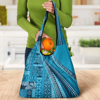 Pasifika Women's Day - Samoa Siapo Malu Tattoo Inspired Grocery Bag Turquoise LT7 - Polynesian Pride
