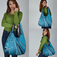 Pasifika Women's Day - Samoa Siapo Malu Tattoo Inspired Grocery Bag Turquoise LT7 - Polynesian Pride