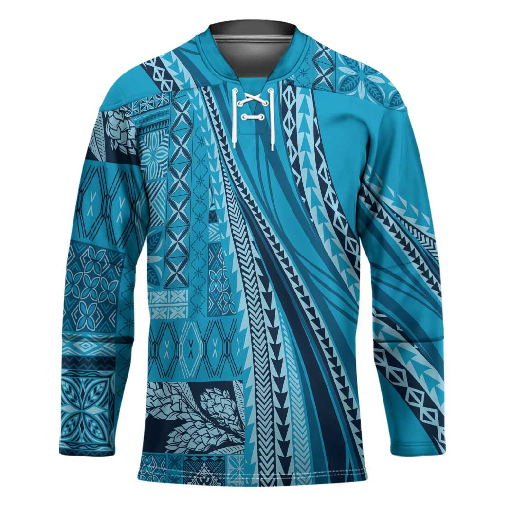Pasifika Women's Day - Samoa Siapo Malu Tattoo Inspired Hockey Jersey Turquoise LT7 Unisex Turquoise - Polynesian Pride