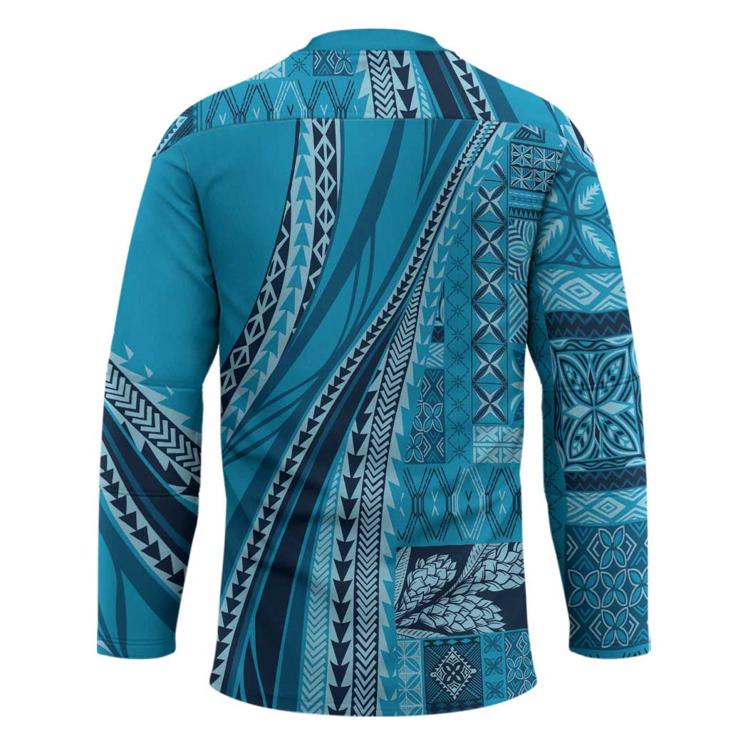 Pasifika Women's Day - Samoa Siapo Malu Tattoo Inspired Hockey Jersey Turquoise LT7 - Polynesian Pride