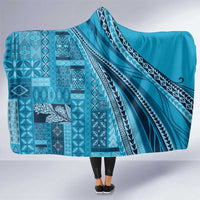 Pasifika Women's Day - Samoa Siapo Malu Tattoo Inspired Hooded Blanket Turquoise LT7 One Size Turquoise - Polynesian Pride