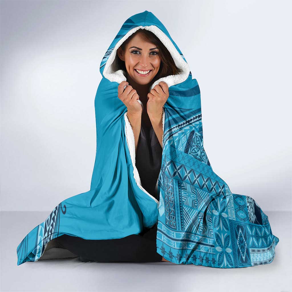 Pasifika Women's Day - Samoa Siapo Malu Tattoo Inspired Hooded Blanket Turquoise LT7 - Polynesian Pride