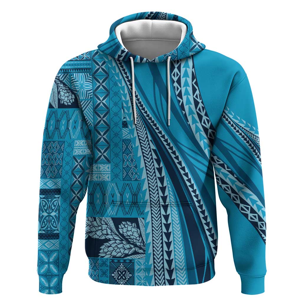 Pasifika Women's Day - Samoa Siapo Malu Tattoo Inspired Hoodie Turquoise LT7 Pullover Hoodie Turquoise - Polynesian Pride