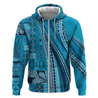 Pasifika Women's Day - Samoa Siapo Malu Tattoo Inspired Hoodie Turquoise LT7 Zip Hoodie Turquoise - Polynesian Pride