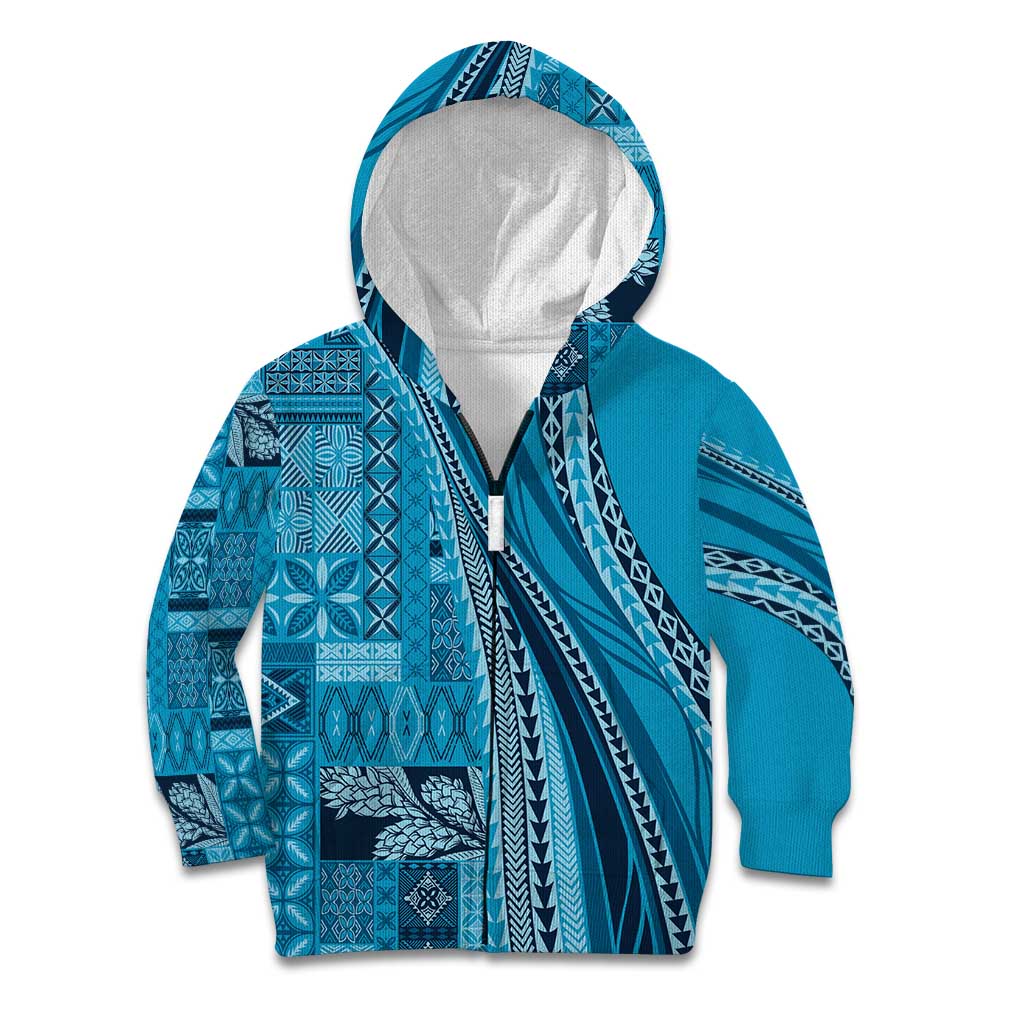 Pasifika Women's Day - Samoa Siapo Malu Tattoo Inspired Kid Hoodie Turquoise LT7 Zip Hoodie Turquoise - Polynesian Pride