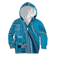 Pasifika Women's Day - Samoa Siapo Malu Tattoo Inspired Kid Hoodie Turquoise LT7 Zip Hoodie Turquoise - Polynesian Pride