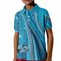 Pasifika Women's Day - Samoa Siapo Malu Tattoo Inspired Kid Polo Shirt Turquoise