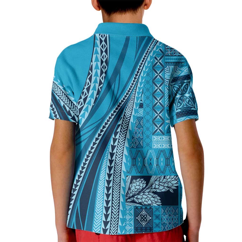 Pasifika Women's Day - Samoa Siapo Malu Tattoo Inspired Kid Polo Shirt Turquoise