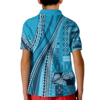 Pasifika Women's Day - Samoa Siapo Malu Tattoo Inspired Kid Polo Shirt Turquoise