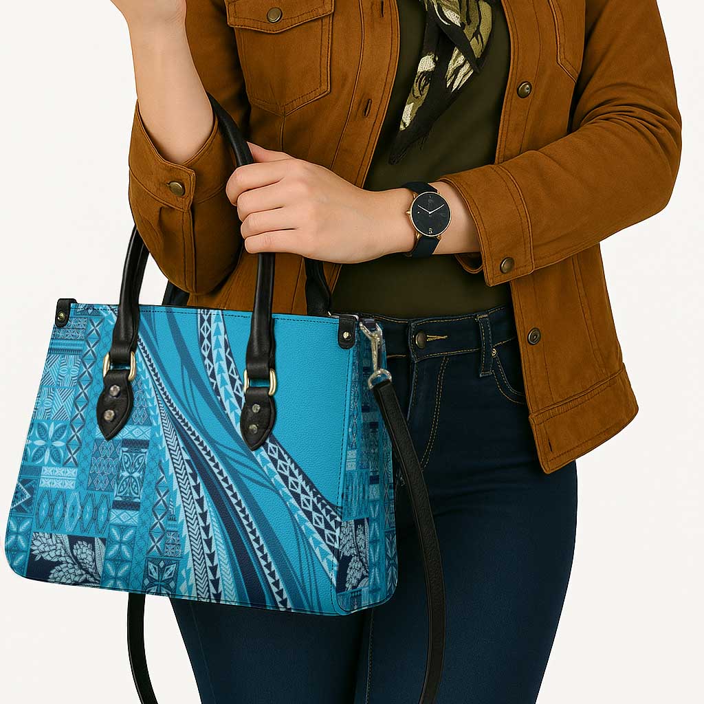 Pasifika Women's Day - Samoa Siapo Malu Tattoo Inspired Leather Bag Turquoise LT7 - Polynesian Pride