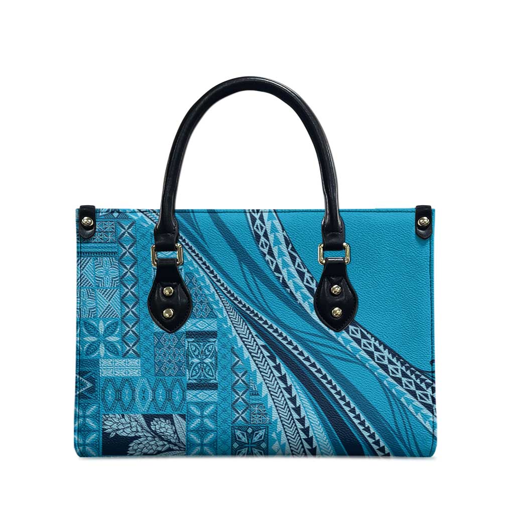 Pasifika Women's Day - Samoa Siapo Malu Tattoo Inspired Leather Bag Turquoise LT7 - Polynesian Pride