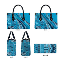 Pasifika Women's Day - Samoa Siapo Malu Tattoo Inspired Leather Bag Turquoise LT7 - Polynesian Pride