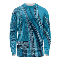 Pasifika Women's Day - Samoa Siapo Malu Tattoo Inspired Long Sleeve Shirt Turquoise LT7 Unisex Turquoise - Polynesian Pride