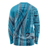 Pasifika Women's Day - Samoa Siapo Malu Tattoo Inspired Long Sleeve Shirt Turquoise LT7 - Polynesian Pride