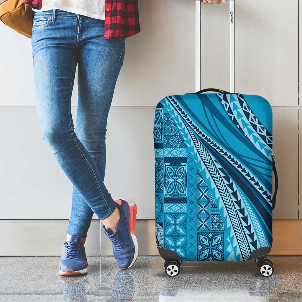 Pasifika Women's Day - Samoa Siapo Malu Tattoo Inspired Luggage Cover Turquoise LT7 - Polynesian Pride