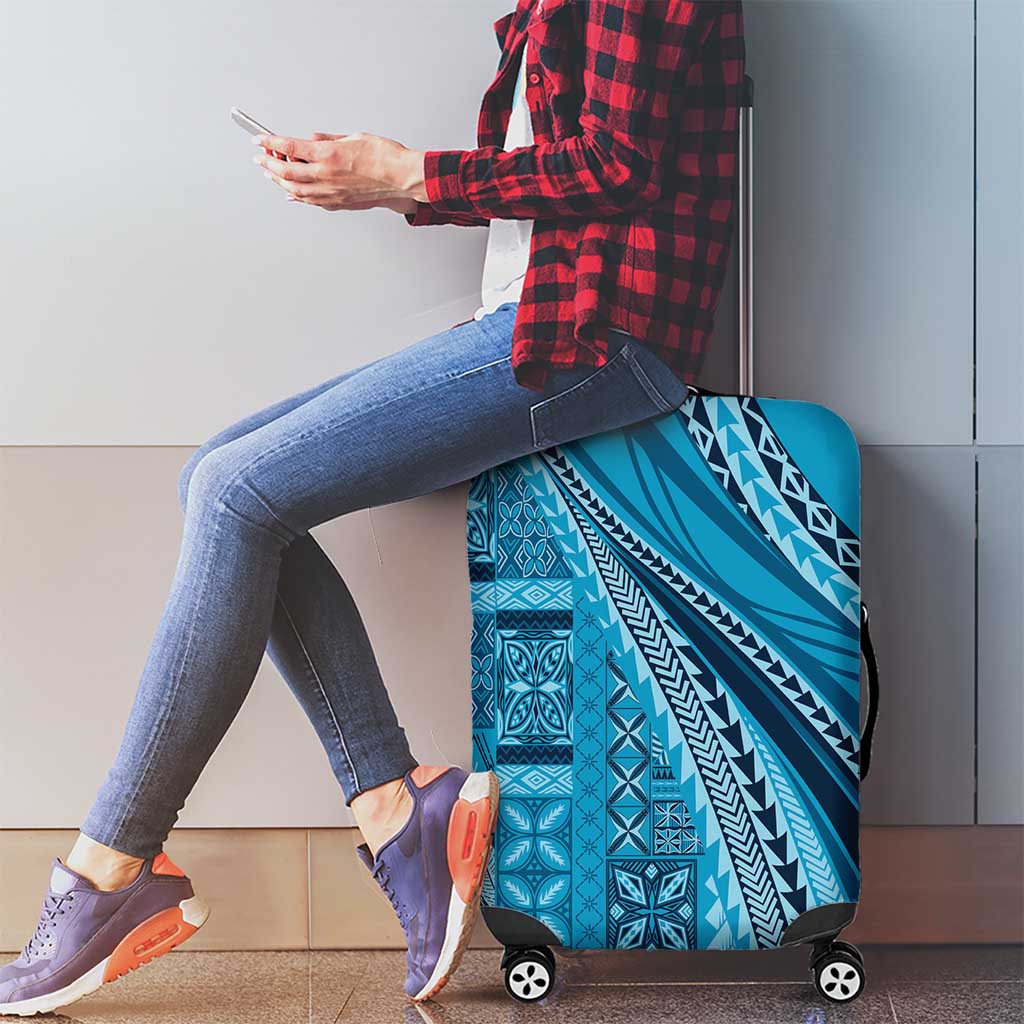 Pasifika Women's Day - Samoa Siapo Malu Tattoo Inspired Luggage Cover Turquoise LT7 - Polynesian Pride
