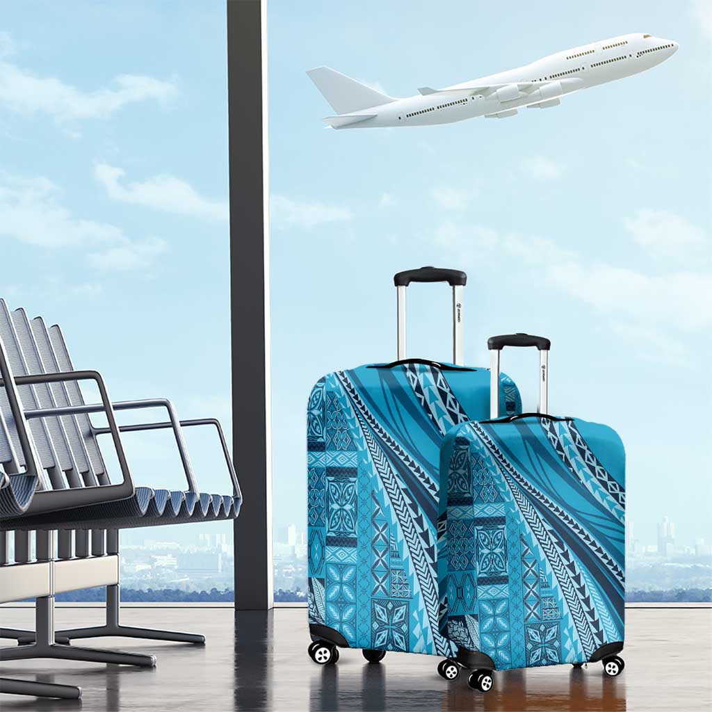 Pasifika Women's Day - Samoa Siapo Malu Tattoo Inspired Luggage Cover Turquoise LT7 - Polynesian Pride