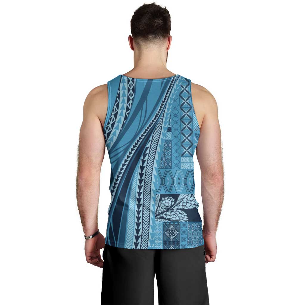 Pasifika Women's Day - Samoa Siapo Malu Tattoo Inspired Men Tank Top Turquoise