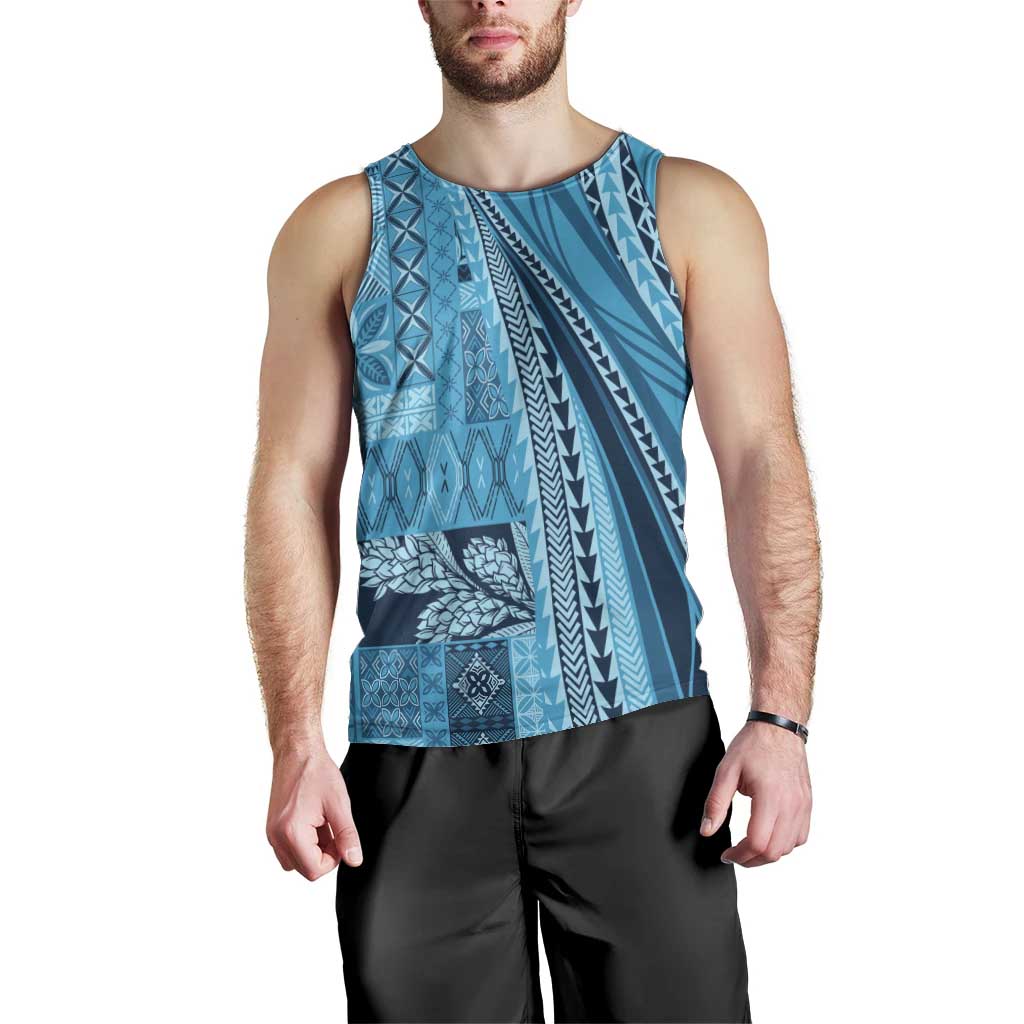 Pasifika Women's Day - Samoa Siapo Malu Tattoo Inspired Men Tank Top Turquoise
