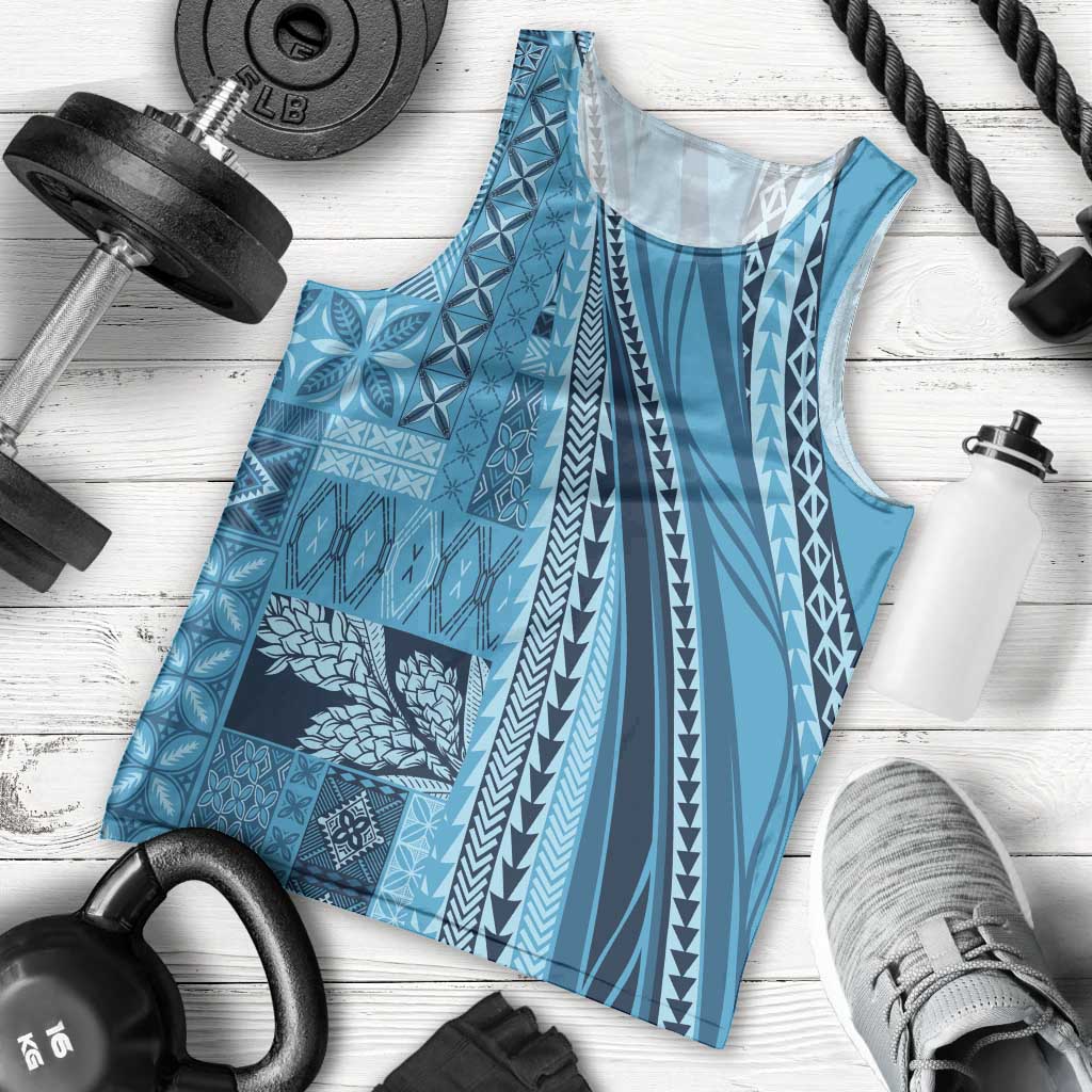 Pasifika Women's Day - Samoa Siapo Malu Tattoo Inspired Men Tank Top Turquoise