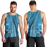 Pasifika Women's Day - Samoa Siapo Malu Tattoo Inspired Men Tank Top Turquoise